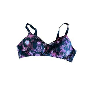Torrid Curve Black & Purple Floral Lightly Lined Wire-Free Bra 40C Skulls